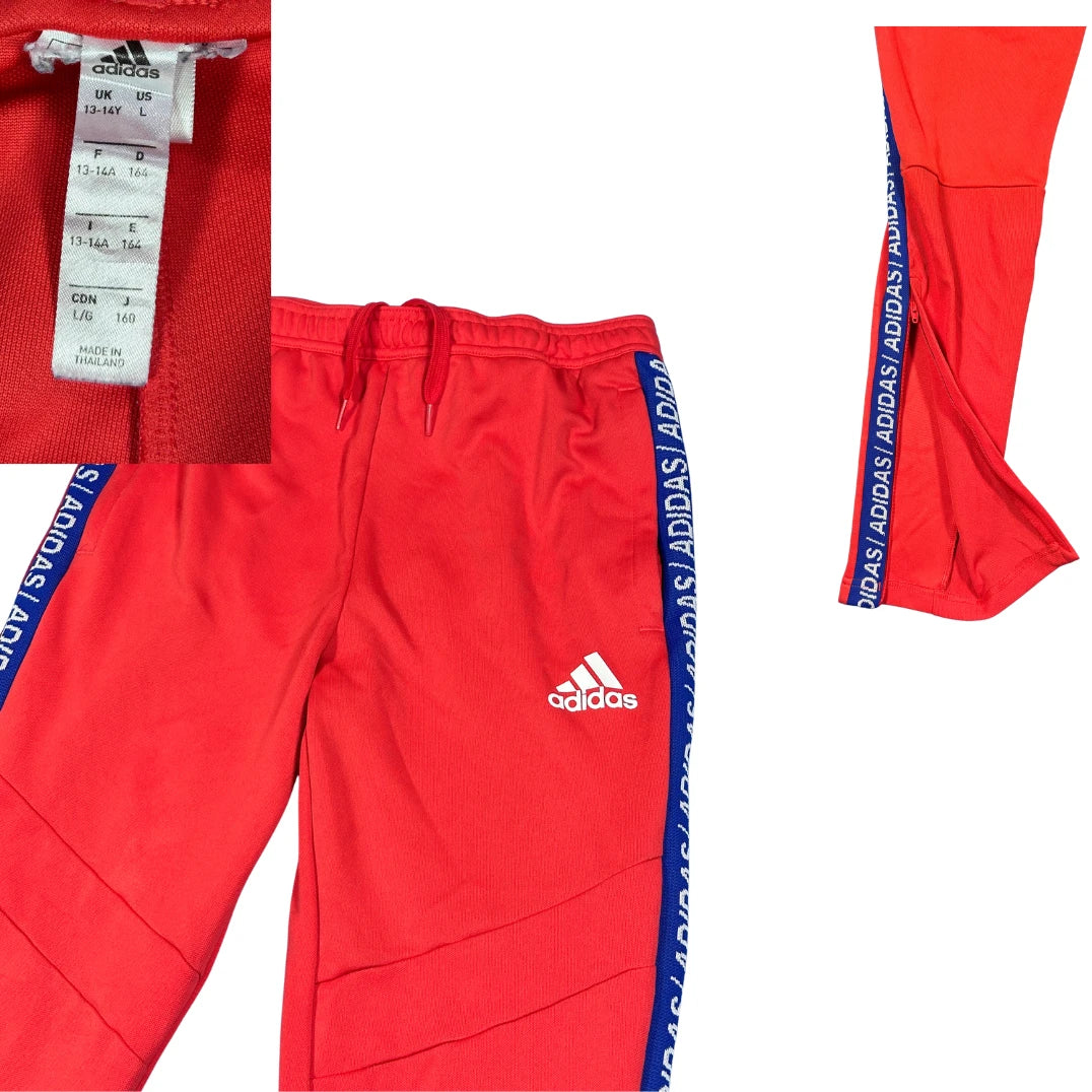 Adidas® Red Tapered Training Track Pants(S)