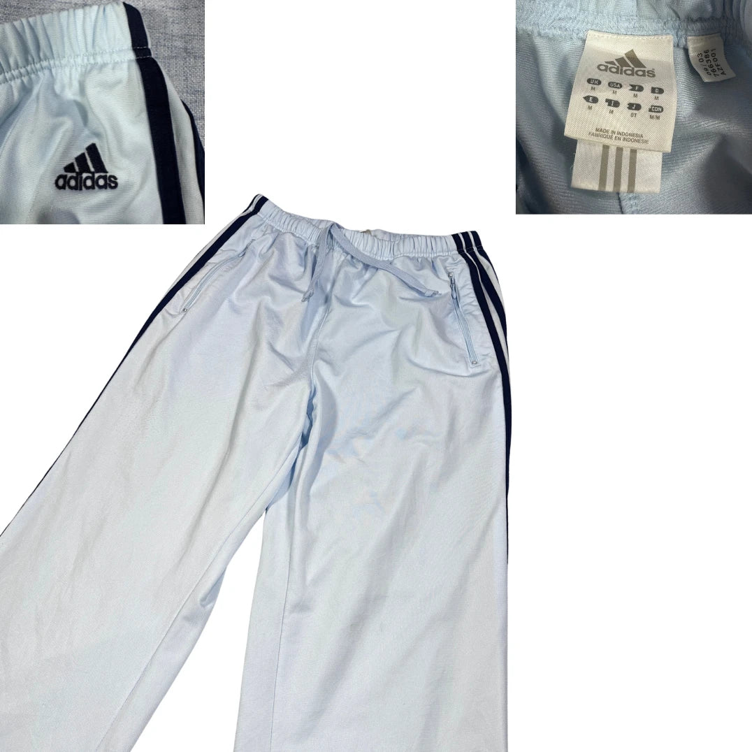 Adidas® Light Blue Wide-Leg Track Pants(M)