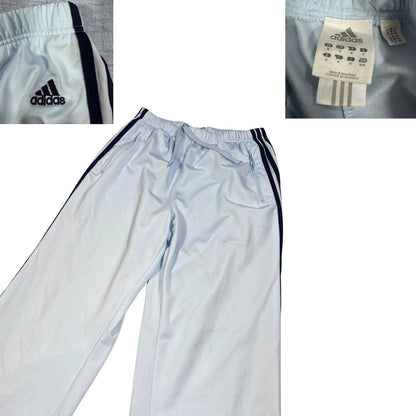 Adidas® Light Blue Wide-Leg Track Pants(M)