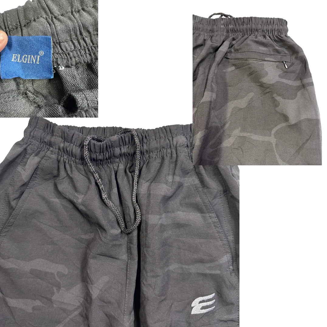 Elgini Authentic® Black Camo Athletic Track Pants(M)