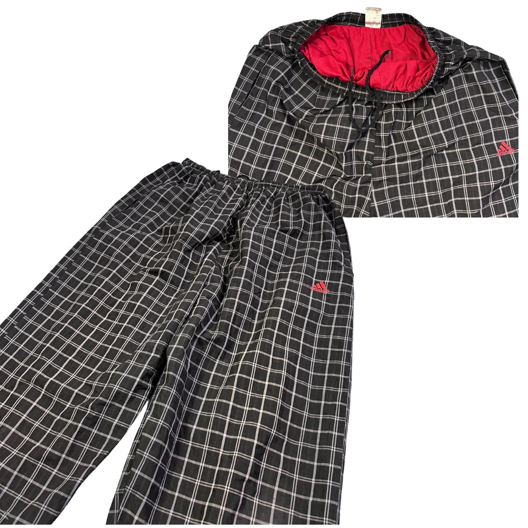 Adidas® Black Checkered Track Trousers(XL)