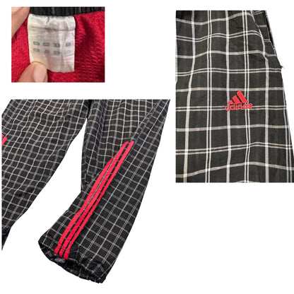 Adidas® Black Checkered Track Trousers(XL)