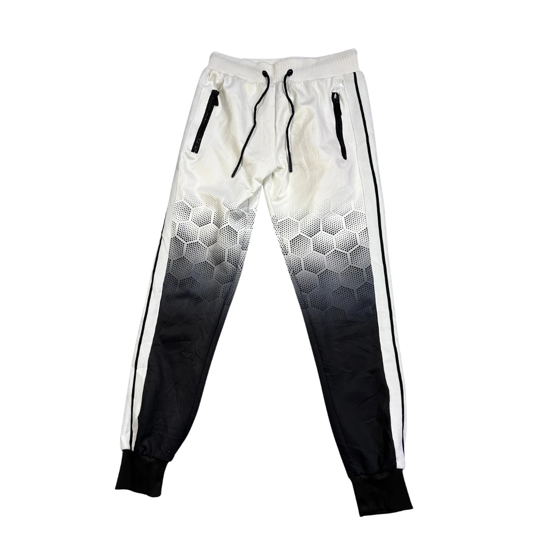 White & Black Gradient Athletic Jogger Pants(S)