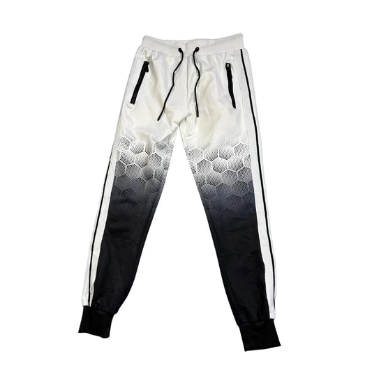 White & Black Gradient Athletic Jogger Pants(S)