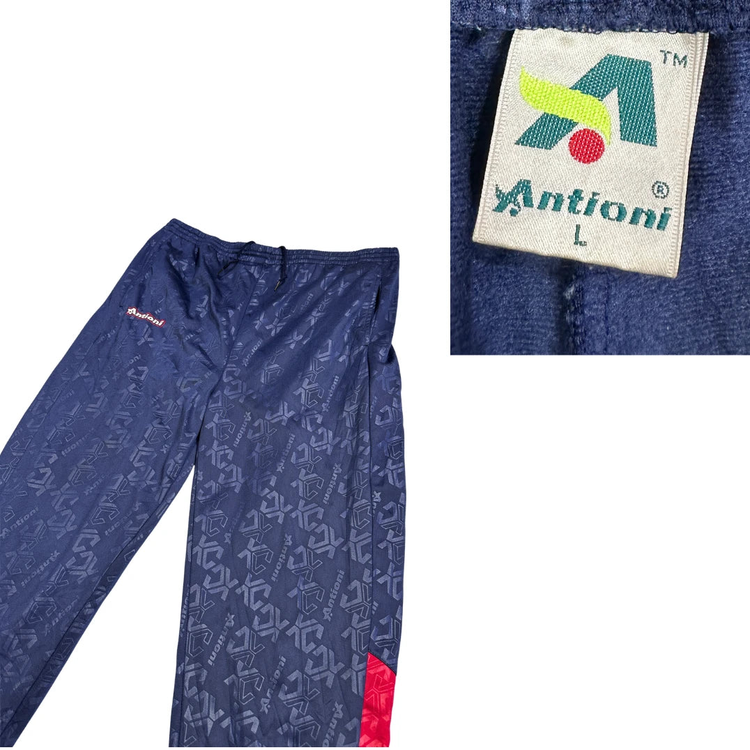 Antioni® Navy Printed Jogger Trousers(L)