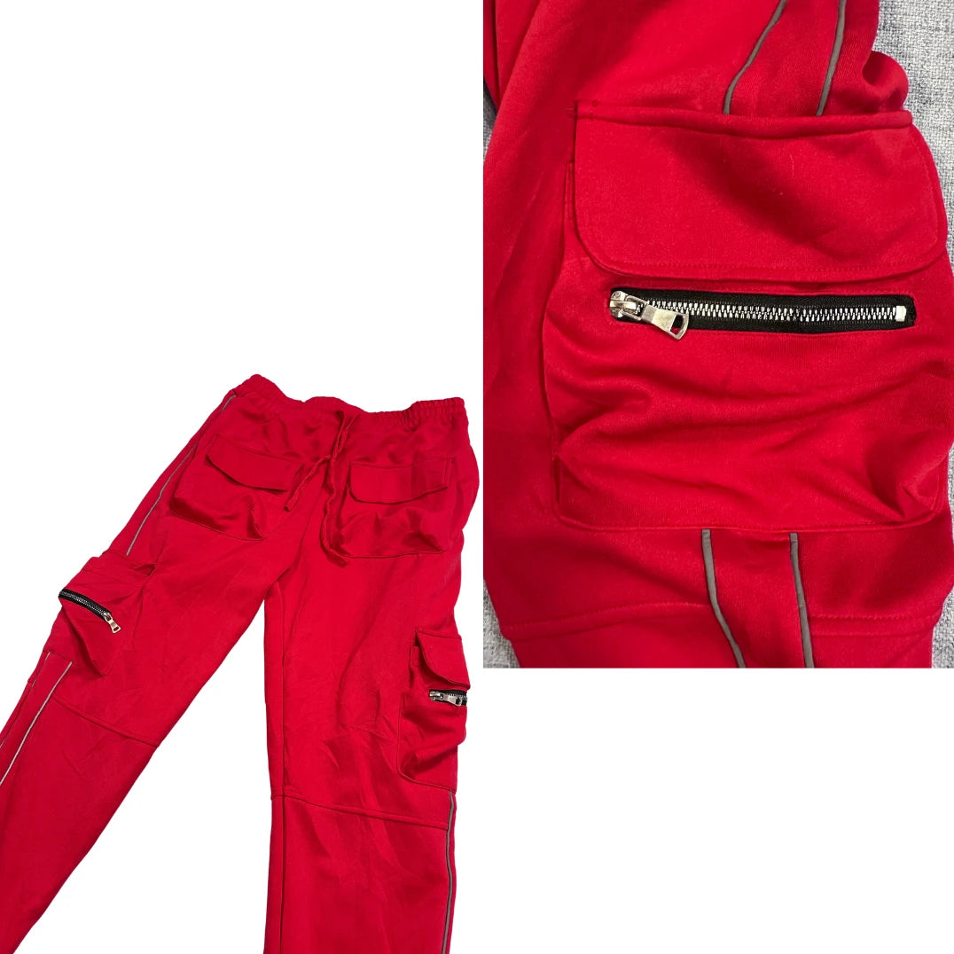Red Cargo Utility Jogger Pants(L)
