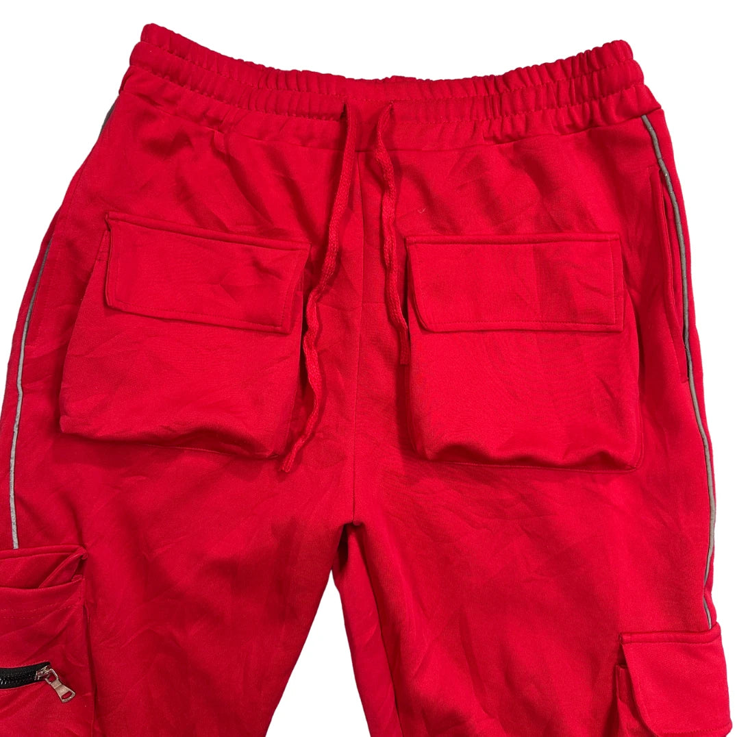 Red Cargo Utility Jogger Pants(L)