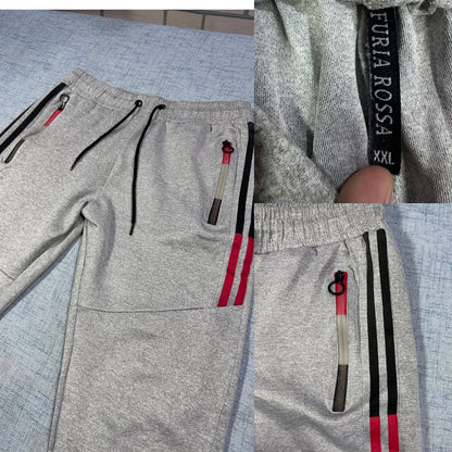 Furia Rossa® Grey Zip Pocket Jogger Trousers(M)