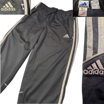 Adidas® Black Track Pants Cream Stripes