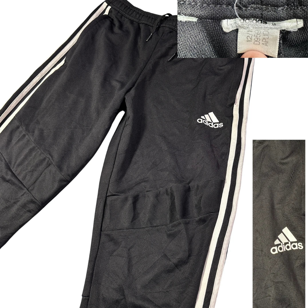 Adidas® Black Track Pants White Stripes(S)