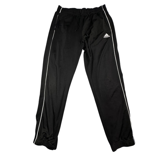 Adidas black track pants with white piping