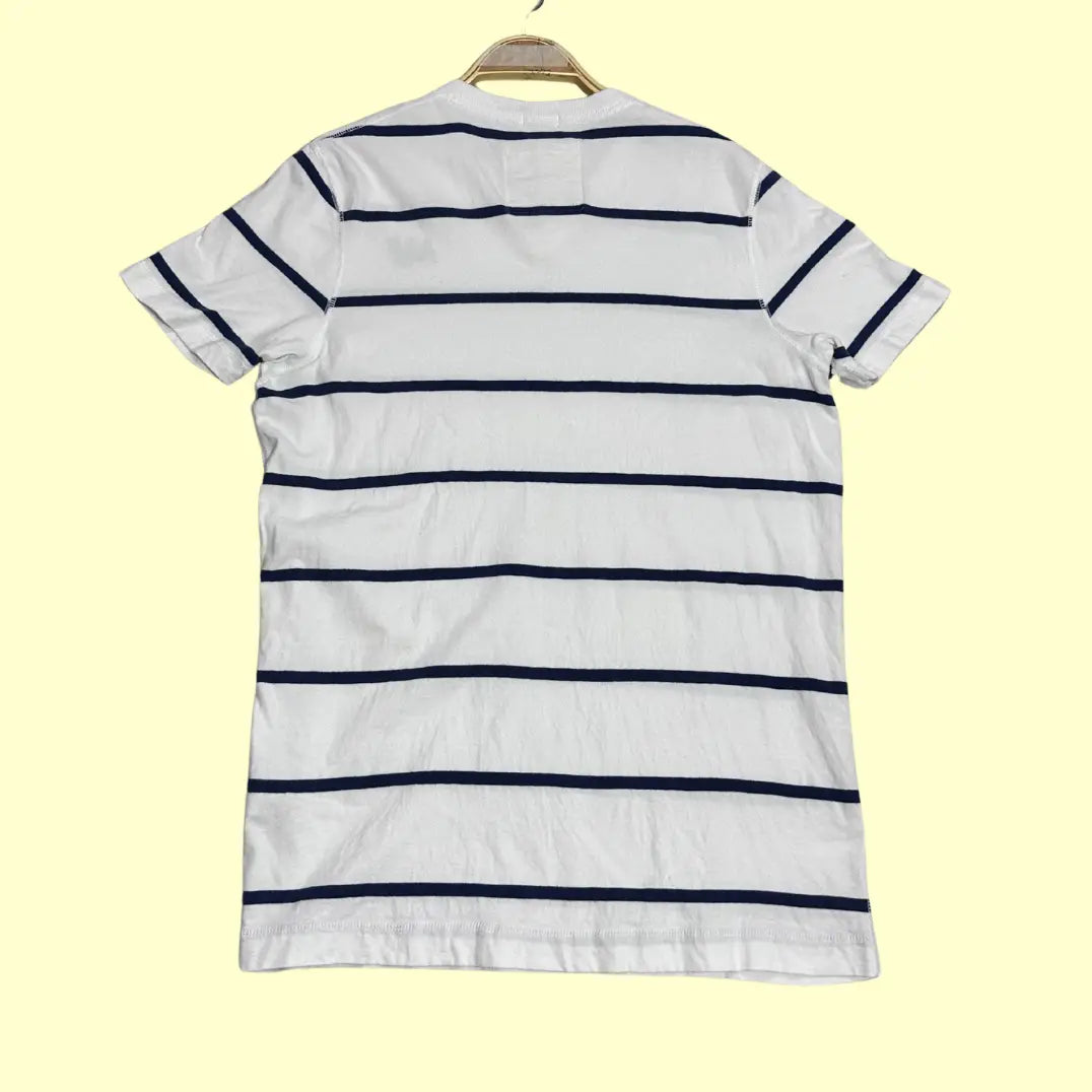 Abercrombie & Fitch Men’s White & Navy Striped T-Shirt