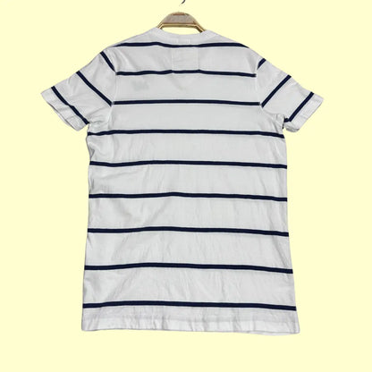 Abercrombie & Fitch Men’s White & Navy Striped T-Shirt