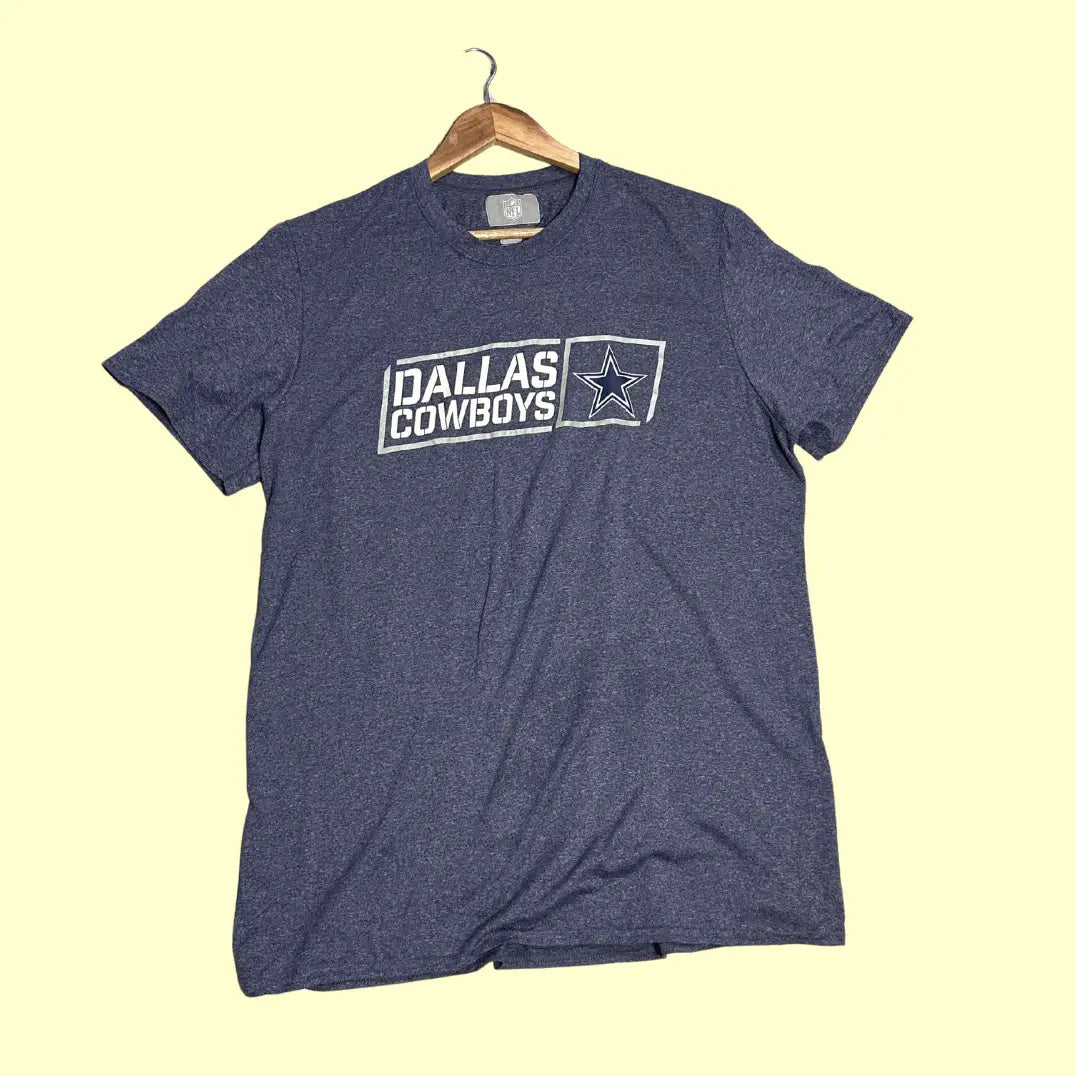 Official NFL Dallas Cowboys T-shirt in heather navy blue, size XL.