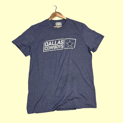 Official NFL Dallas Cowboys T-shirt in heather navy blue, size XL.