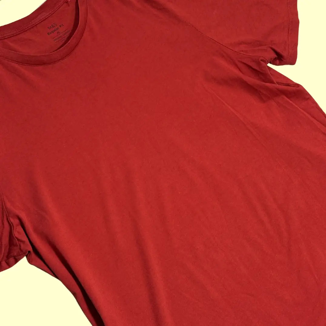 Marks & Spencer (M&S) Regular Fit T-shirt in deep red, size XL.