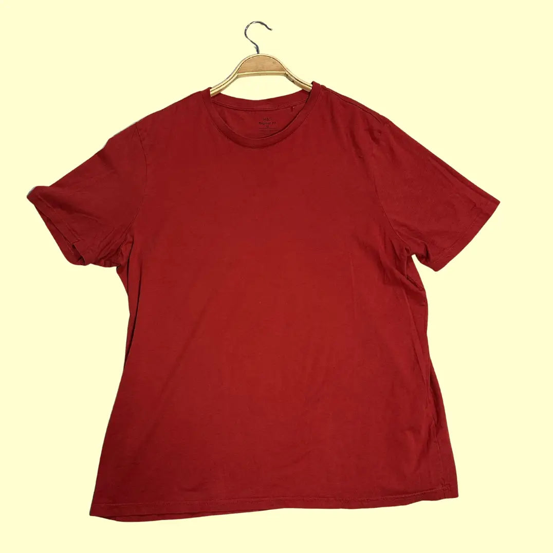 Marks & Spencer (M&S) Regular Fit T-shirt in deep red, size XL.