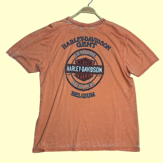 Vintage Harley-Davidson Motorcycles T-shirt in washed orange, size Large