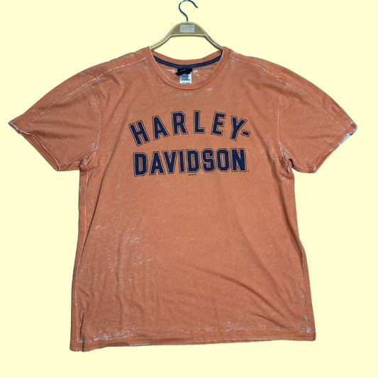 Vintage Harley-Davidson Motorcycles T-shirt in washed orange, size Large
