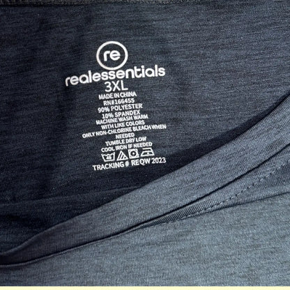 Real Essentials®Dark grey long-sleeve performance shirt with maroon side panels