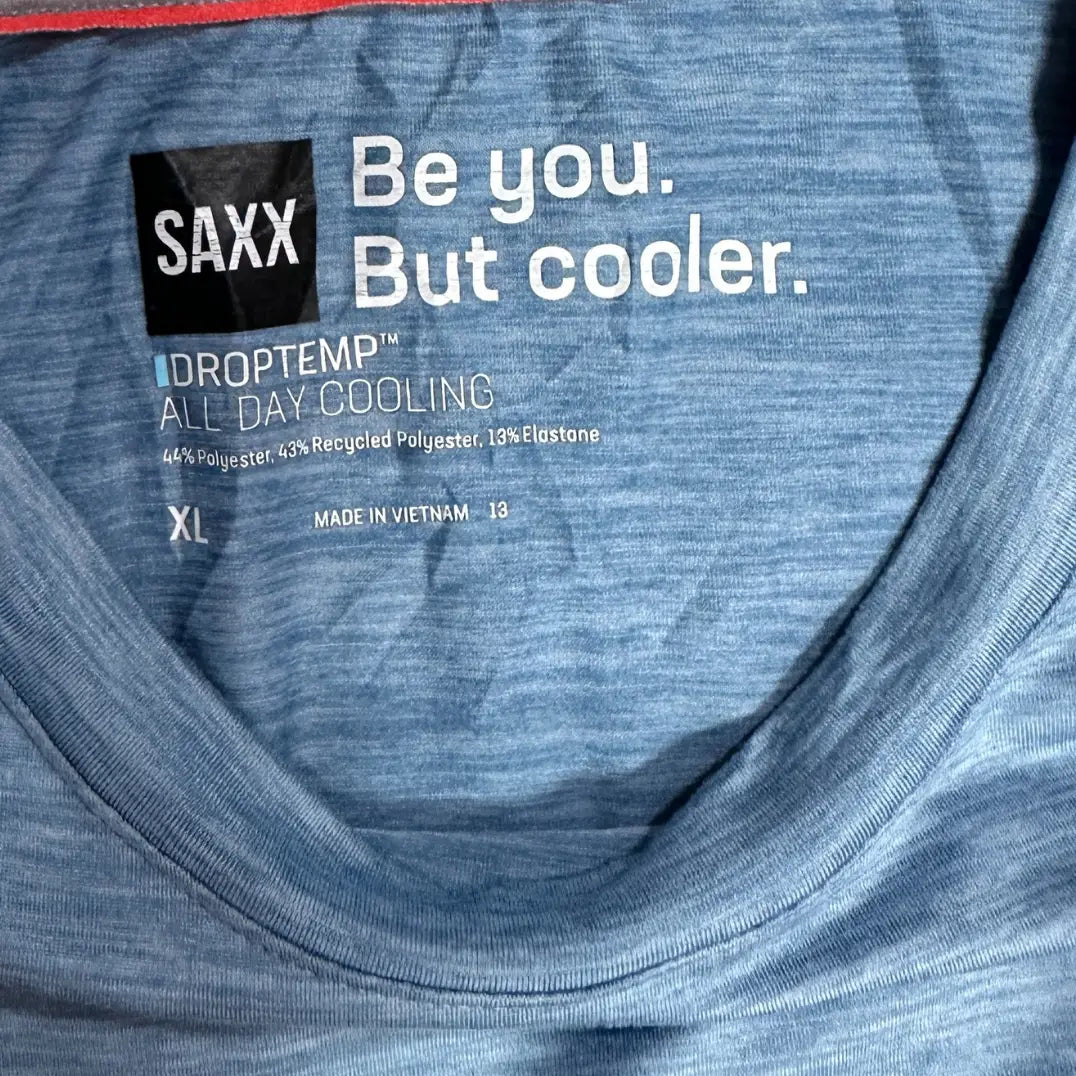 SAXX Droptemp™ All Day Cooling blue short-sleeve T-shirt.