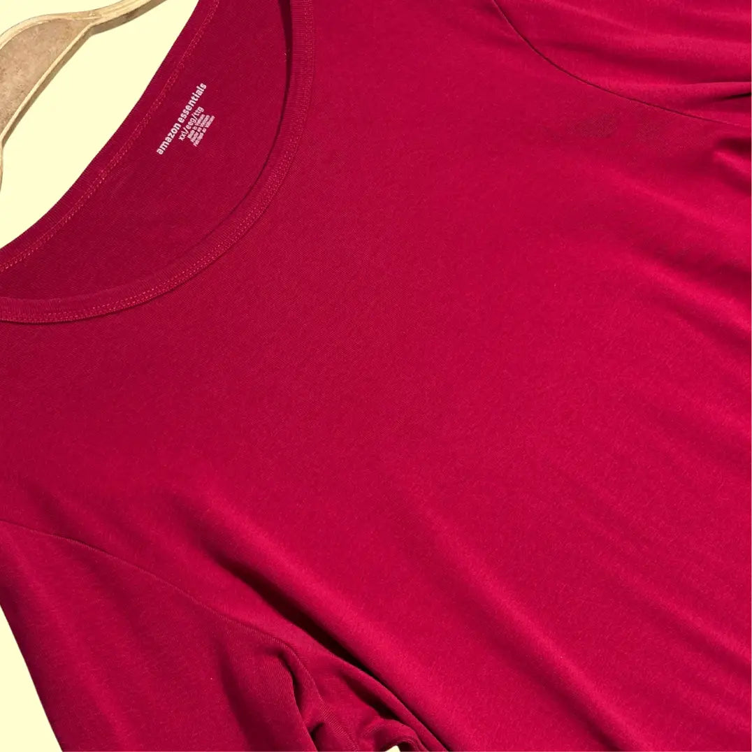 🔴 Amazon Essentials Long Sleeve T-Shirt – Burgundy Red