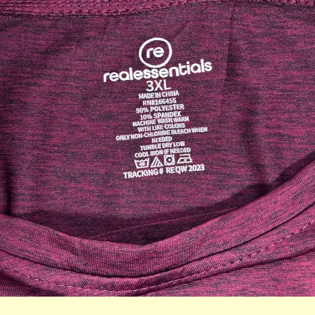 🟣 Real Essentials Long Sleeve Performance Shirt – Maroon/Black