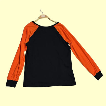 🎃 Halloween Skeleton Candy Print Long Sleeve – Black & Orange