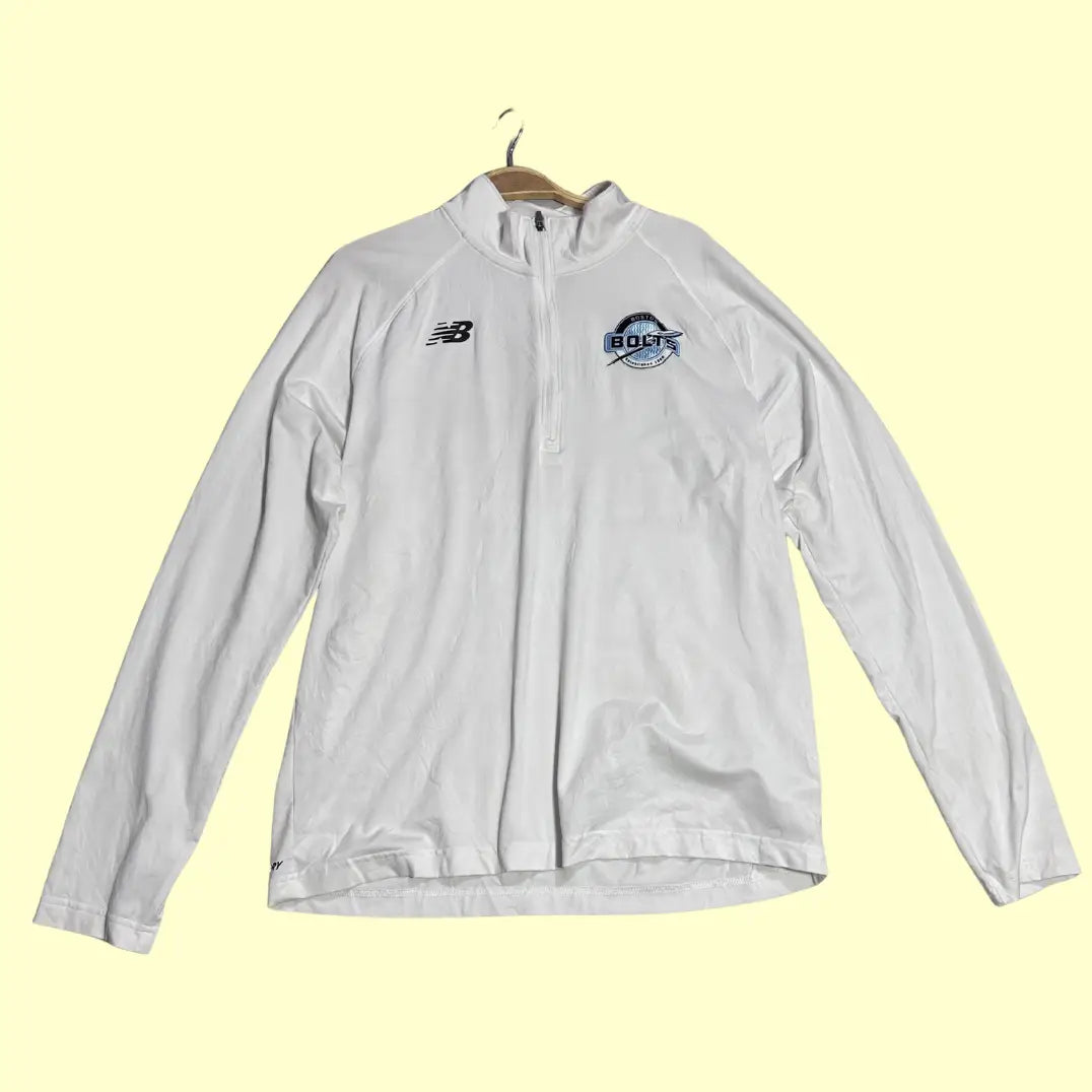 ⚡ New Balance Quarter-Zip Pullover – White (Boston Bolts Logo)