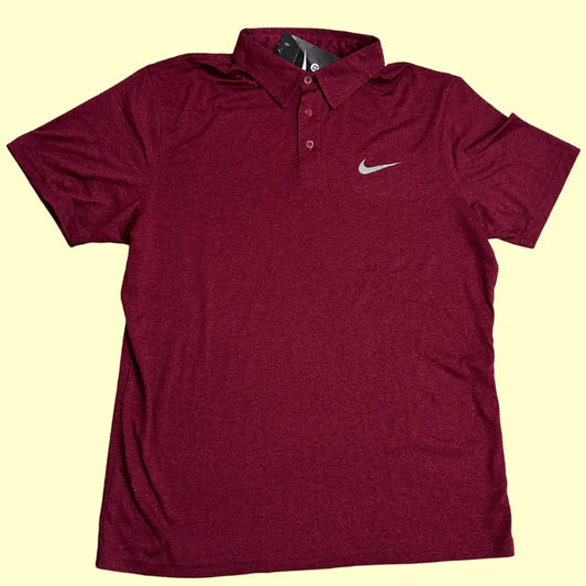 Nike Dri-Fit polo in maroon, designed for performance and comfort