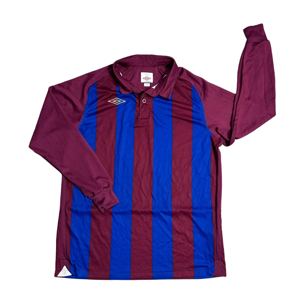 Umbro® Vintage Long Sleeve Striped Sports Polo 🔵🟣(S)