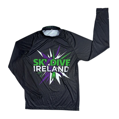 Skydive Ireland® Black Graphic Performance Long Sleeve T-Shirt 🪂(M)
