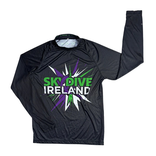 Skydive Ireland® Black Graphic Performance Long Sleeve T-Shirt 🪂(M)