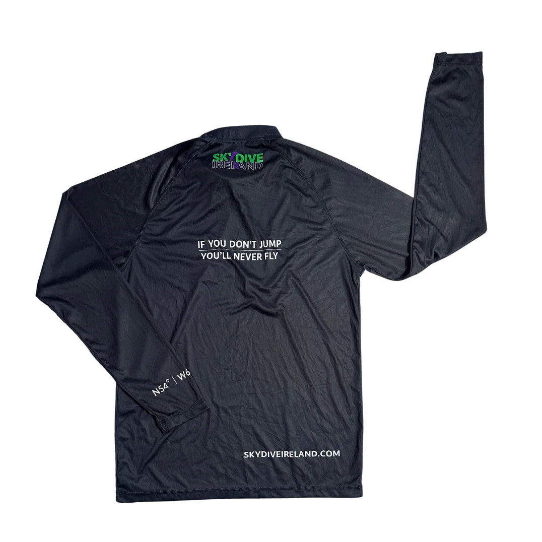 Skydive Ireland® Black Graphic Performance Long Sleeve T-Shirt 🪂(M)