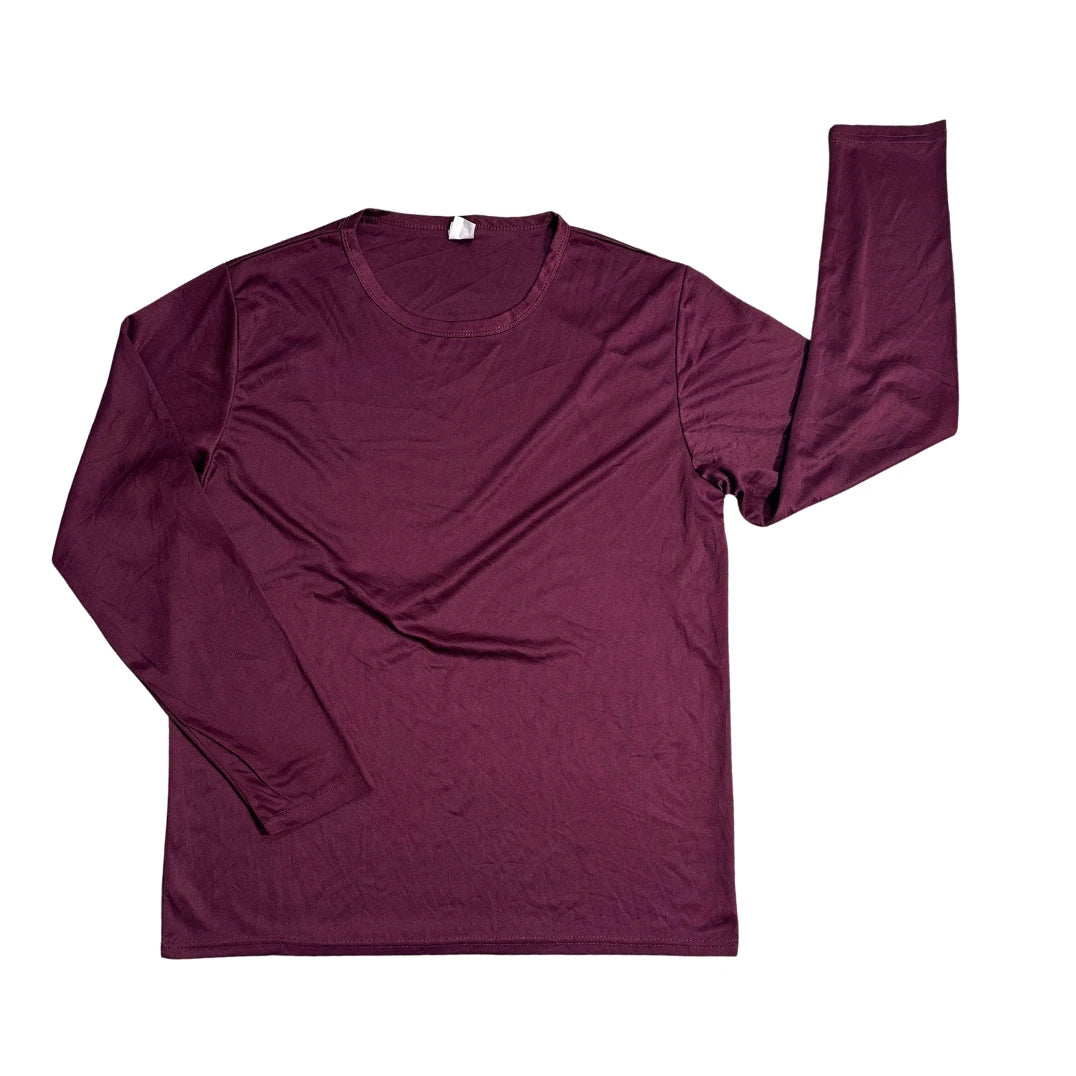 Maroon Minimal Performance Long Sleeve T-Shirt 🍷(L)