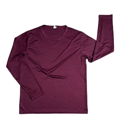 Maroon Minimal Performance Long Sleeve T-Shirt 🍷(L)