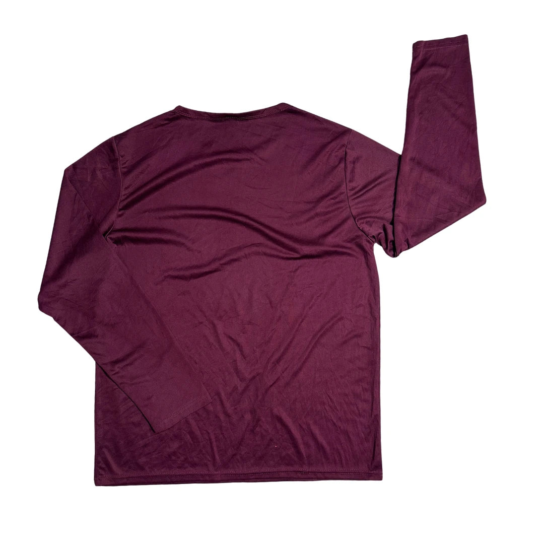 Maroon Minimal Performance Long Sleeve T-Shirt 🍷(L)