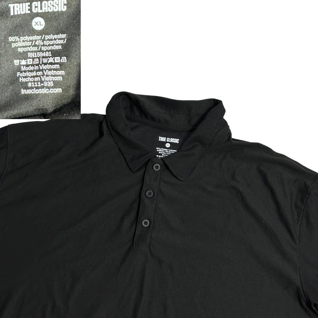 True Classic® Black Performance Polo Shirt(XL)