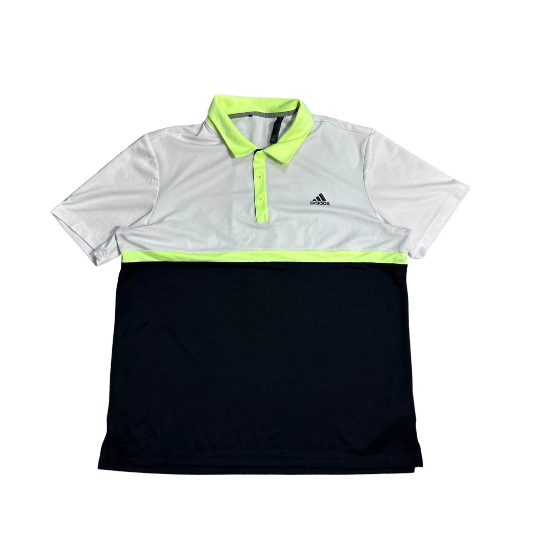 Adidas® White Colorblock Performance Polo Shirt(XL)