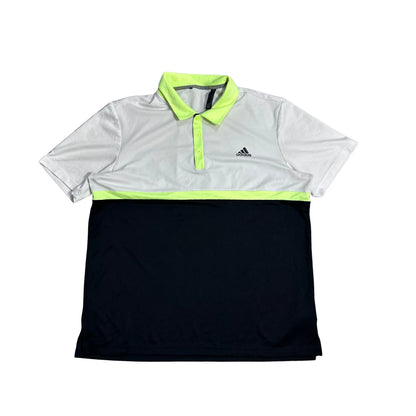 Adidas® White Colorblock Performance Polo Shirt(XL)