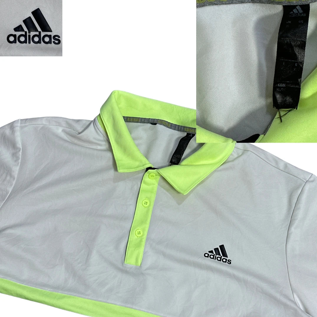 Adidas® White Colorblock Performance Polo Shirt(XL)