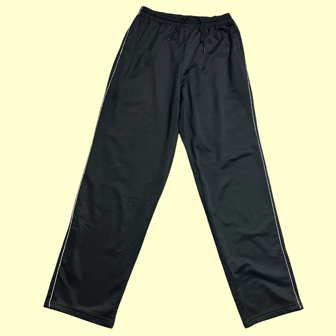 Black Track Pants with Side Stripes