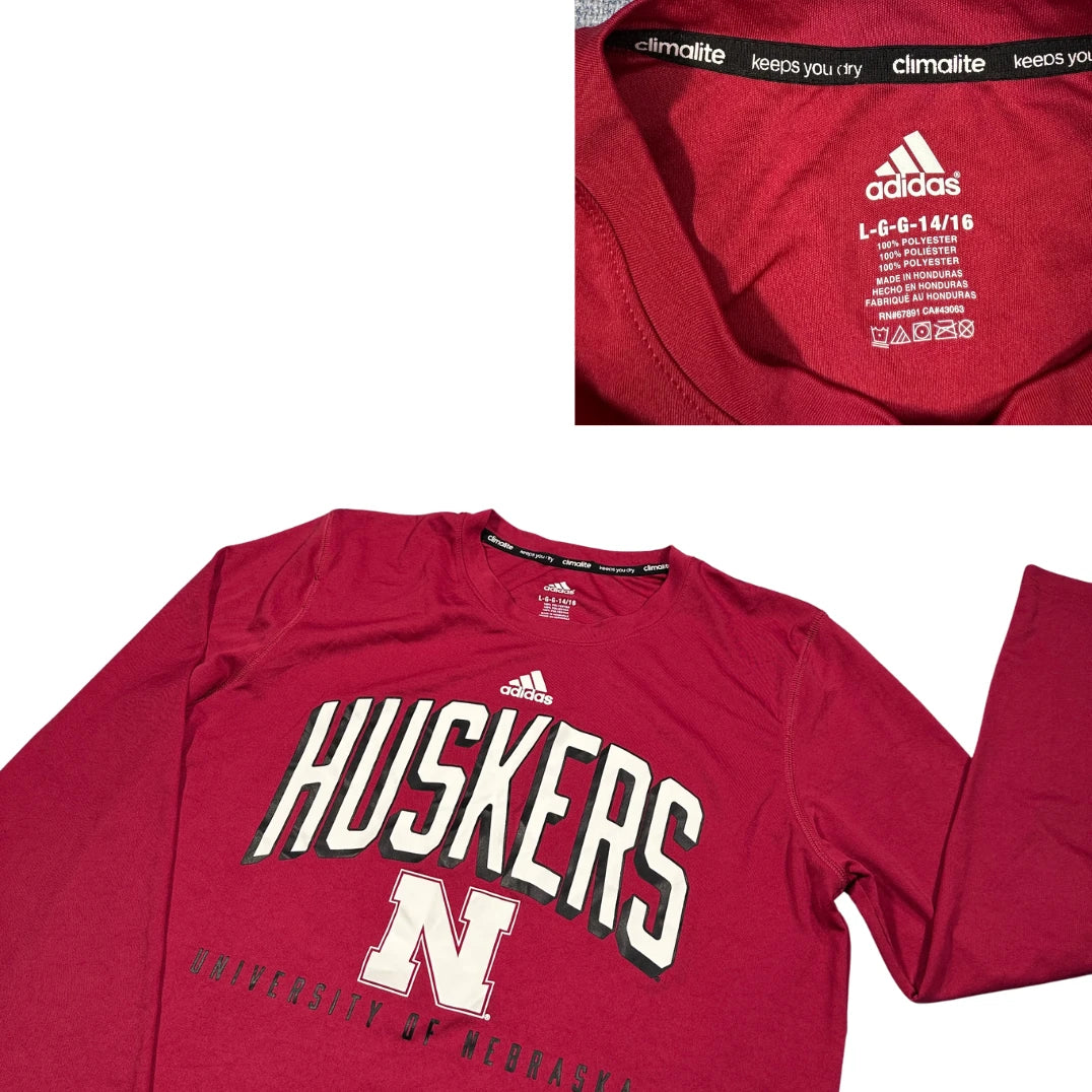 Adidas® Red Huskers Long Sleeve Performance Tee