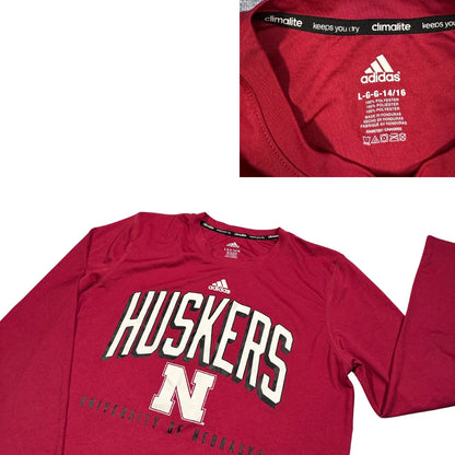 Adidas® Red Huskers Long Sleeve Performance Tee
