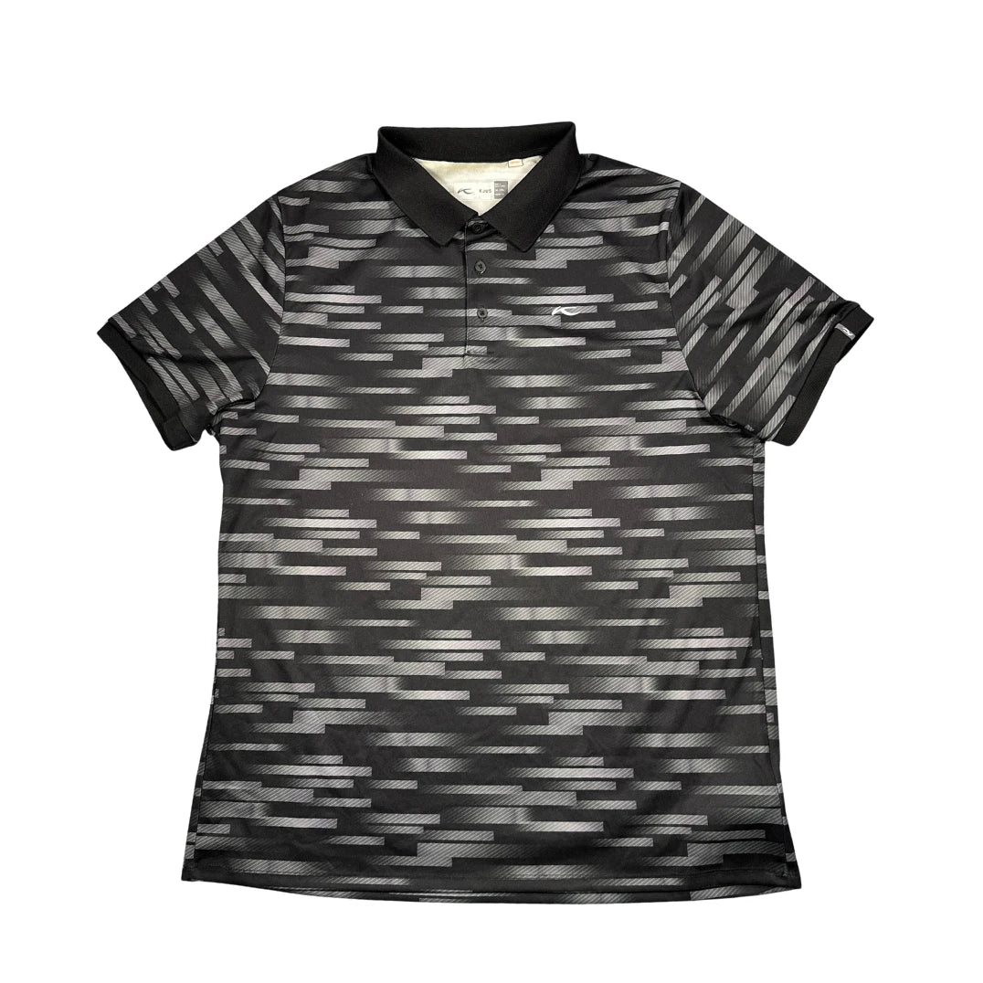 KJUS® Black Patterned Performance Polo Shirt(XL)
