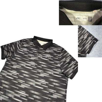KJUS® Black Patterned Performance Polo Shirt(XL)