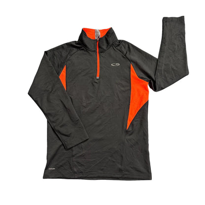 Champion® Black & Orange Quarter Zip Performance T-Shirt(S)