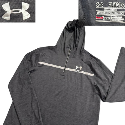 Under Armour® Grey HeatGear Hooded Performance T-Shirt