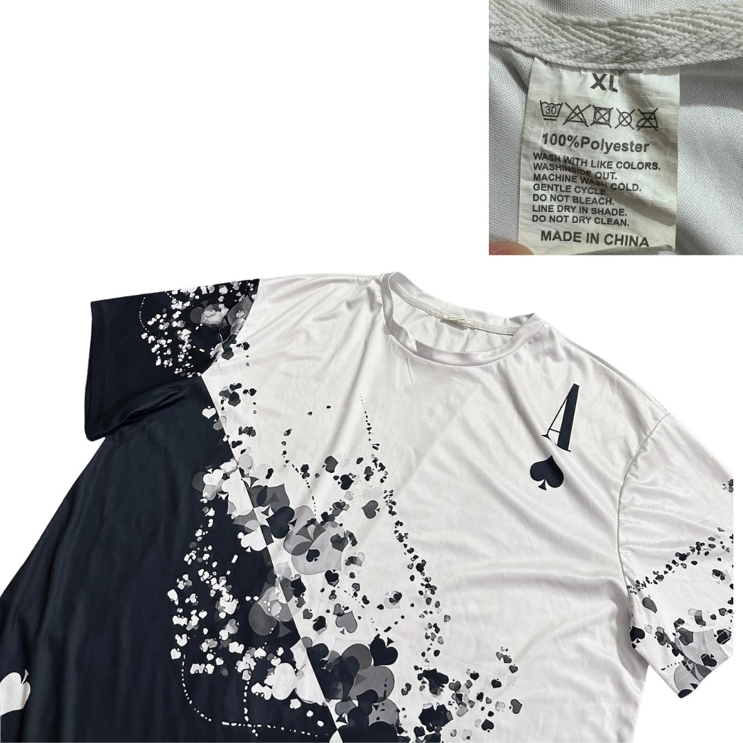 Black & White Graphic Casual T-Shirt(XL)