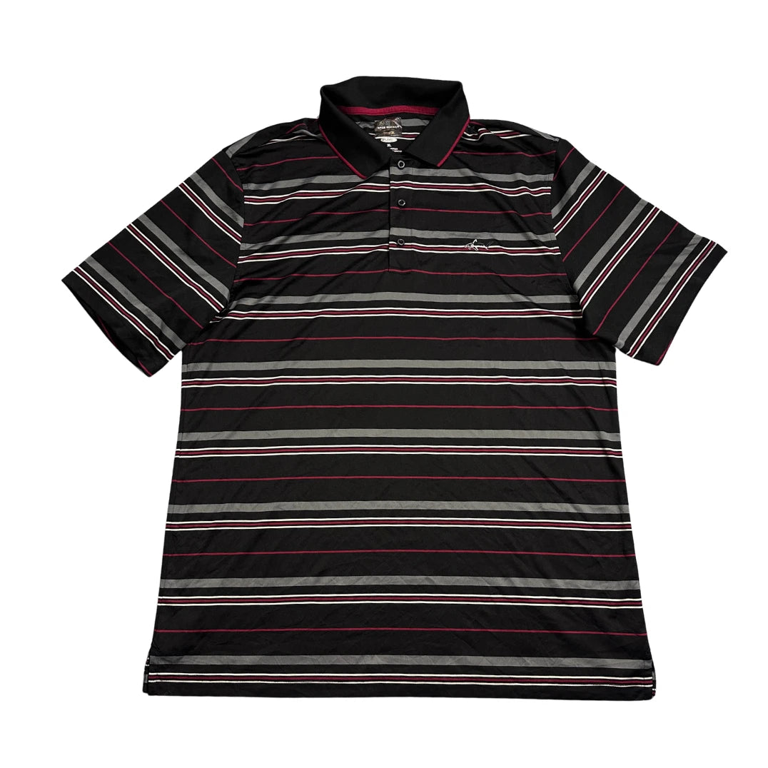 Greg Norman® Black Striped Performance Polo Shirt(XL)